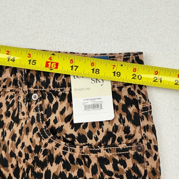 Terra & Sky Women's Core Straight Stretch Brown Leopard Denim Jeans Plus 18W NWT - Picture 7 of 10